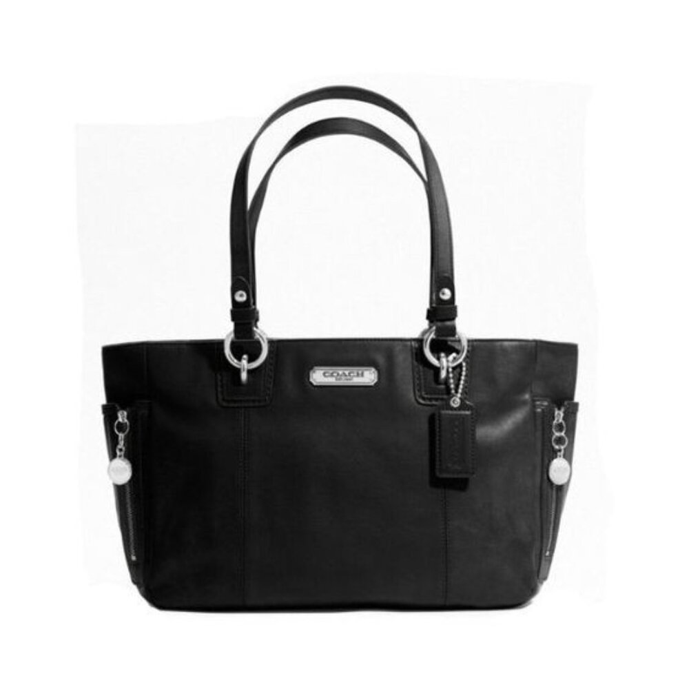 Coach Classic Black Shoulder Bag with Silver Accents